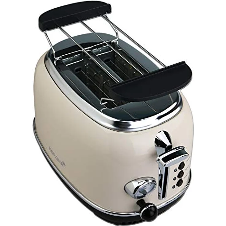 Korona 21666 Toaster, 2 Scheiben, Creme, Röstgrad-Anzeige, auftauen, rösten, aufwärmen, 810 Watt, Brötchen-Aufsatz, Krümel-Schublade, Brotscheiben-Zentrierung – Bild 2