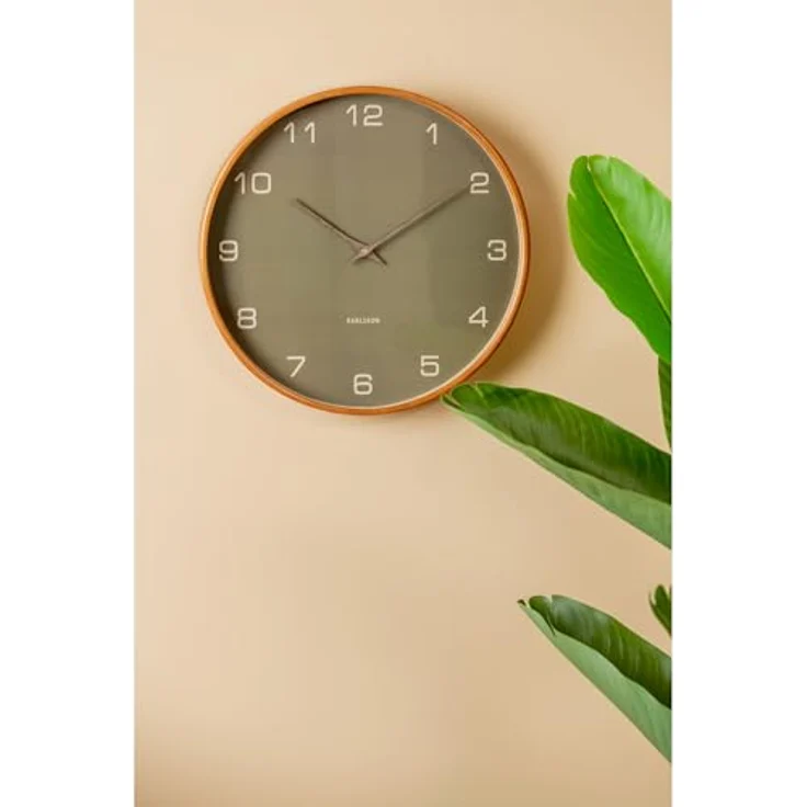 Karlsson Wanduhr Acento, moderne Wanduhren aus Sperrholz, grün, Ø40cm, rund, ideal für Wohnzimmer und Schlafzimmer – Bild 3