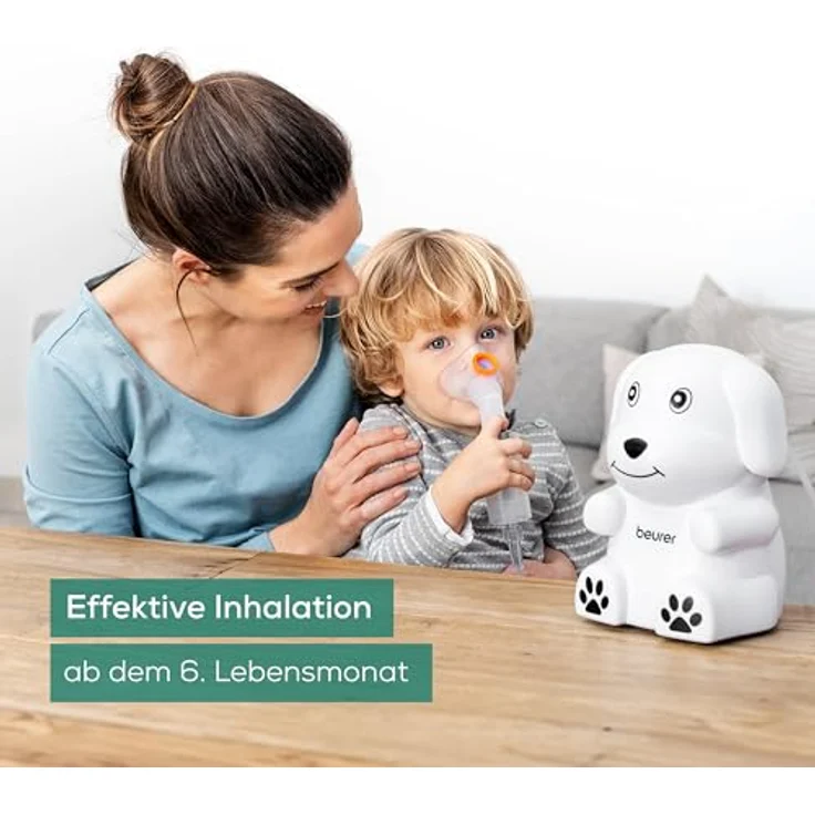 Beurer IH 24 Kids Inhalator mit kinderfreundlichem Design zur Verneblung von flüssigen Medikamenten, ab 6 Monate, hohe Verneblungsleistung und kurze Inhalationszeit, Silikonmaske für empfindliche Haut – Bild 4
