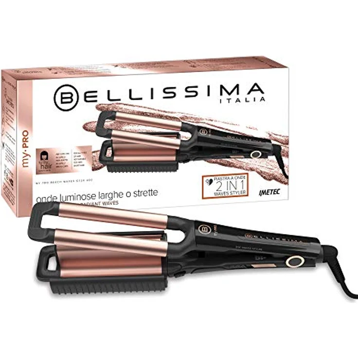 Bellissima My Pro Beach Waves GT20 400 Haarglätter, glätteisen, Keramikbeschichtung, breite und enge Wellen, natürlicher Effekt, 3 Stufen Temperatur 160 ° C - 200 ° C – Bild 1