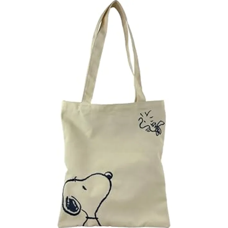 Snoopy Shopper Tasche, schlicht mit langen Henkeln, 41x35 cm, Alltagstasche für Freizeit und Einkäufe