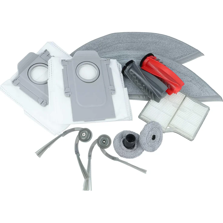 vhbw Wartungskit für Roborock Saros 10 und G30, hochwertiges Zubehörset mit grauen Mikrofasertüchern und roten Hauptbürsten