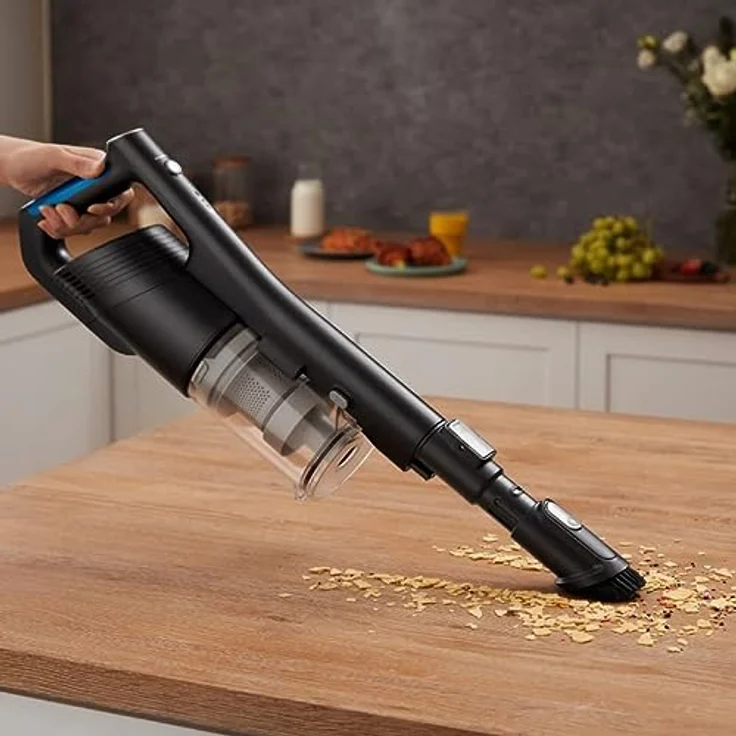 Midea Akku-Staubsauger MCS2025GB, kabelloser 2-in-1 Handstaubsauger, bis zu 60 Minuten Akkulaufzeit, LED-Beleuchtung, Elektrobürste zur gründlicheren Reinigung, Staubbehälter, beutellos – Bild 3