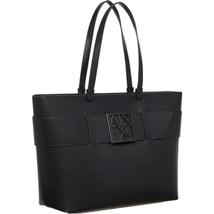 Armani Exchange Shopper Tasche 34.5 cm, 100% Polyurethan, schwarz – Bild 2