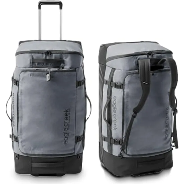 Eagle Creek Cargo Hauler XT Wheeled Duffel 90L, Grau, mit einziehbarem Griff und umsetzbaren Rucksackgurten
