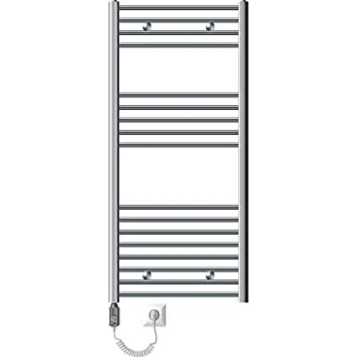 LuxeBath Elektrischer Badheizkörper Sahara 600x1200 mm, gebogen, Chrom, 900W mit Thermostat und Digitalanzeige, Handtuchwärmer und Trockner – Bild 3
