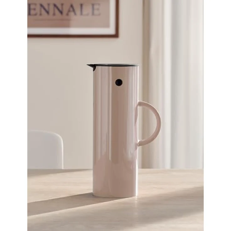 Stelton Isolierkanne EM77 - Doppelwandige Isolierkanne für heiße/kalte Getränke - Tee- & Kaffeekanne mit Glaseinsatz, Magnetverschluss, Schraubdeckel, Vintage-Design - 1 Liter, Heather – Bild 2