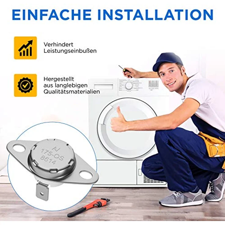 VIOKS Thermostat für Trockner, Ersatz für 5432491, Temperaturbegrenzer 175°C für Wärmepumpen- und Kondenstrockner, hohe Qualität, einfache Installation – Bild 5