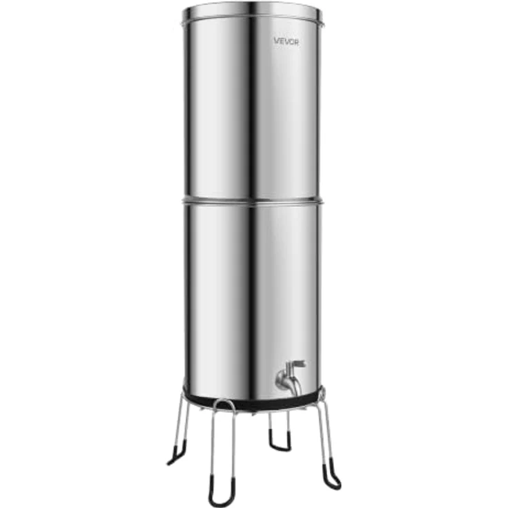 VEVOR Schwerkraft-Wasserfilter Wasserfiltersystem 12,3 L Edelstahl 304, reduziert Blei und bis zu 99 % Chlor, mit 2 Aktivkohlefiltern und 2 Fluoridfiltern, inkl. Wasserhahn & Ständer – Bild 9