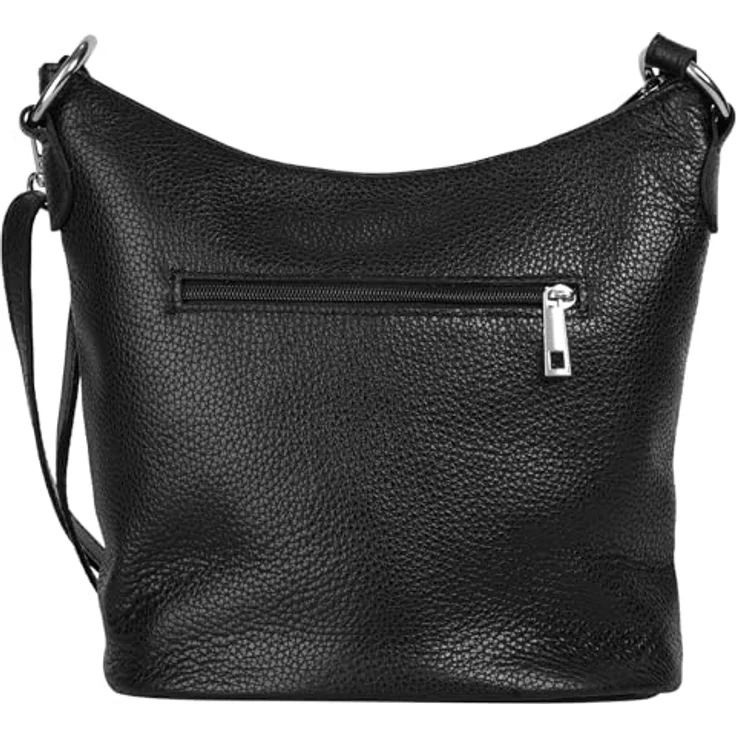 Cluty Umhängetasche, echt Leder, Made in Italy, seidig glänzend, schwarz – Bild 5