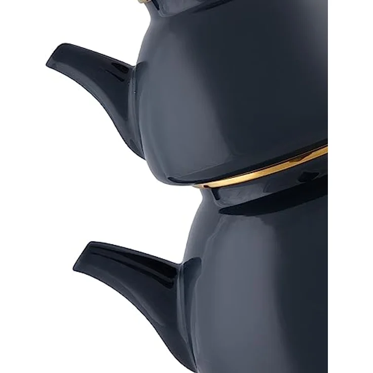 Karaca Retro Emaille Teekannen Set, Anthracite, Induktionsgeeignet, Teekocher, Wasserkocher, Teeaufguss 1,1L, Wasserkanne 2,3L, Türkische Teekessel, Tea Maker, Caydanlik – Bild 5
