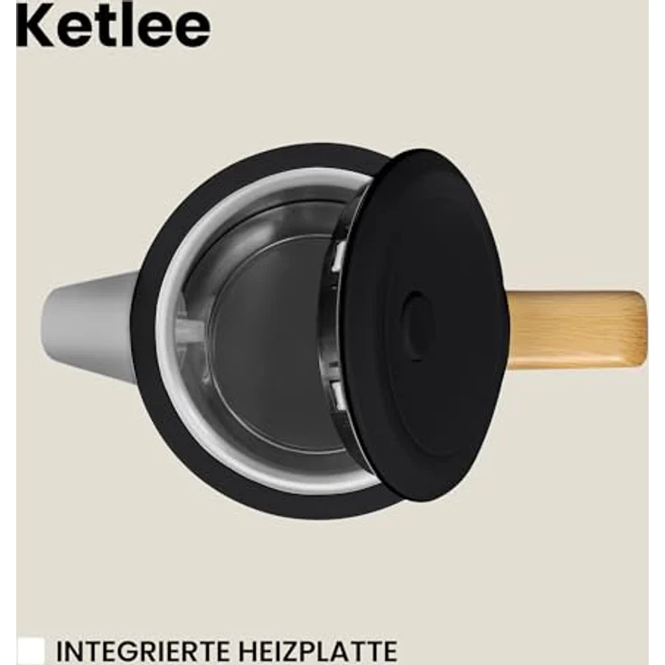 Zeegma KETLEE 1,7 L Kabelloser elektrischer Wasserkocher für Tee und Kaffee, 2200 Watt, automatische Abschaltung, Edelstahl, Modernes elegantes Design (Schwarz) – Bild 4