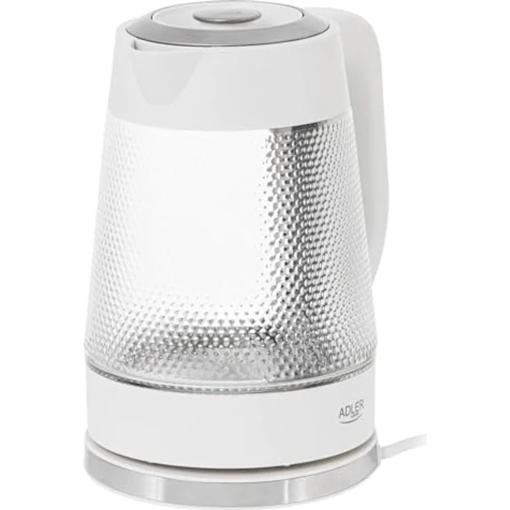 ADLER EUROPE AD 1306 Glas-Wasserkocher, 1,8 L, 1850W, mit LED-Beleuchtung und Wasserstandsanzeige, Weiß – Bild 3