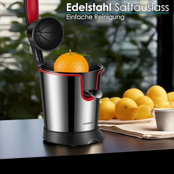 Elektrische Zitruspresse | Longlife-Motor | 300 Watt | Edelstahl | Elektrische Saftpresse | Entsafter | Auto-Start-Stop | Zitrus Presse | Spülmaschinengeeignet – Bild 3