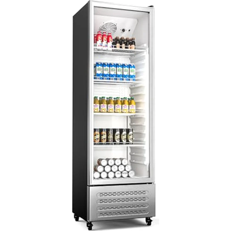 Klarstein GrandCooler HEA-GCoolerBK-306L, 306 Liter Getränkekühlschrank mit B-Energieeffizienzklasse, 4 verstellbare Regale, doppelt verglaste Tür, 187 cm hoch, silberfarben – Bild 1