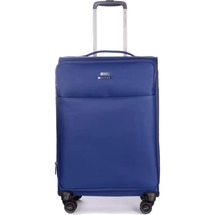 Stratic Light + Koffer Weichschale Reisekoffer Trolley Rollkoffer mittelgroß, TSA Kofferschloss, 4 Rollen, Erweiterbar, Größe M, Blau – Bild 1