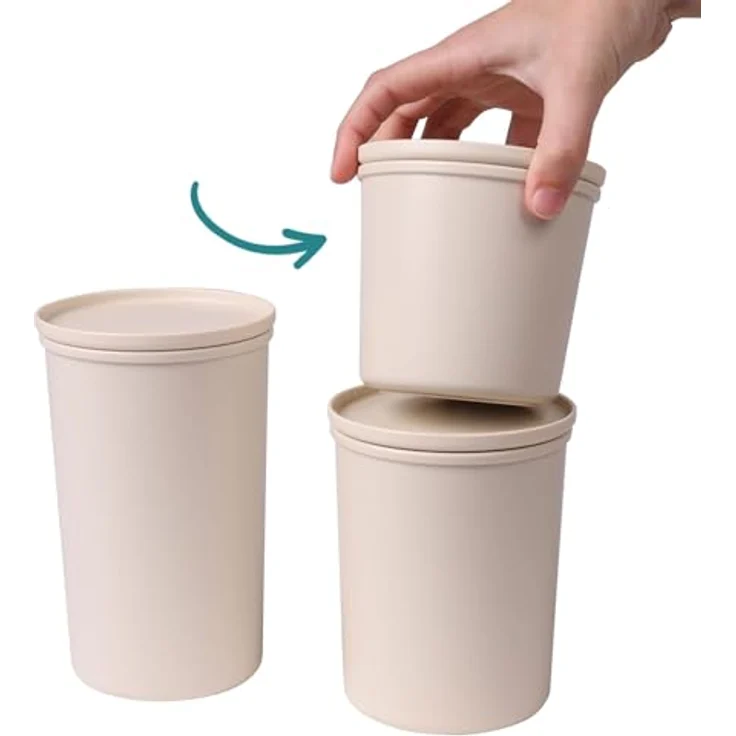 AWAVE Frischhaltedosen-Set rund mit Deckel, luftdicht, 3-teiliges Set, 500 ml, 800 ml, 1.000 ml, natur, aus recycelten PET-Flaschen, Vorratsdose Aufbewahrungsbox Vorratsbehälter, Mehrweg – Bild 4