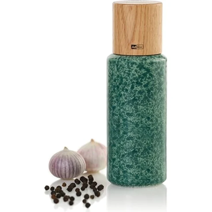 AdHoc MP610 Set YARA 18 cm | langlebiges Keramik & Holz Gehäuse | fein bis grob mahlen | simple Bedienung & modernes Design (Black&Green) – Bild 2