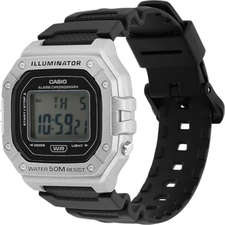 Casio Herren-Digitaluhr W-218HM-7AVEF, Schwarz/Stahlfarben mit Kunststoffarmband – Bild 3