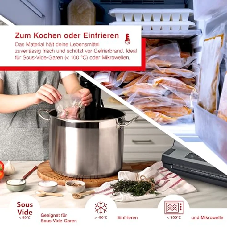 Solis Kompostierbare Vakuumierrollen 30 x 600 cm, Transparente Vakuumbeutel zum Kochen, Ideal für Sous Vide – Bild 4