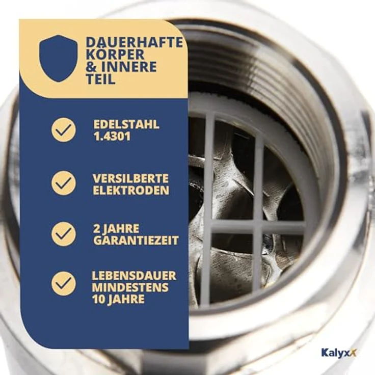 Sapho Swiss Aqua IPS Kalyxx BlueLine Wasserenthärter, G 1, Edelstahl, antibakterieller Wasserfilter, Silber – Bild 7