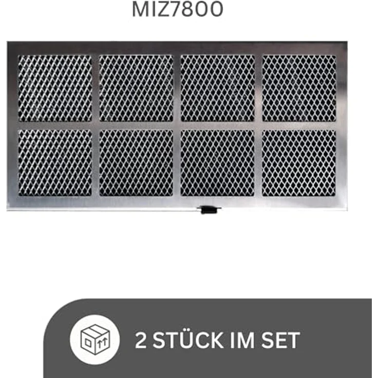 respekta Aktivkohlefilter MIZ 7800, 2er Set Kohlefilter für Kochfeldhaube mit hoher Filtrationsleistung, 2,5 x 10 x 21 cm – Bild 2