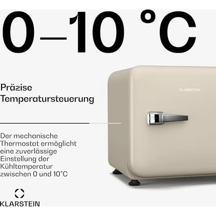Klarstein Audrey Evo Mini Kühlschrank, 43 Liter, Retro-Design, leise mit 40 dB, kompakt, reversible Tür, für Hotel und Büro – Bild 4