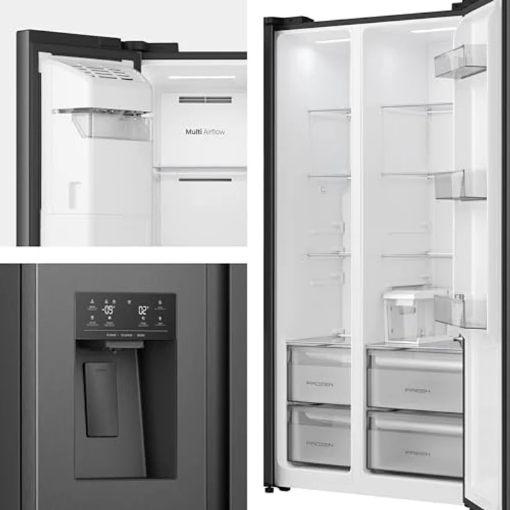 Hisense RS5P528STFE, Side-by-Side Kühl-Gefrier-Kombination mit 347 l Kühl- und 181 l Gefriervolumen, Schwarz – Bild 10