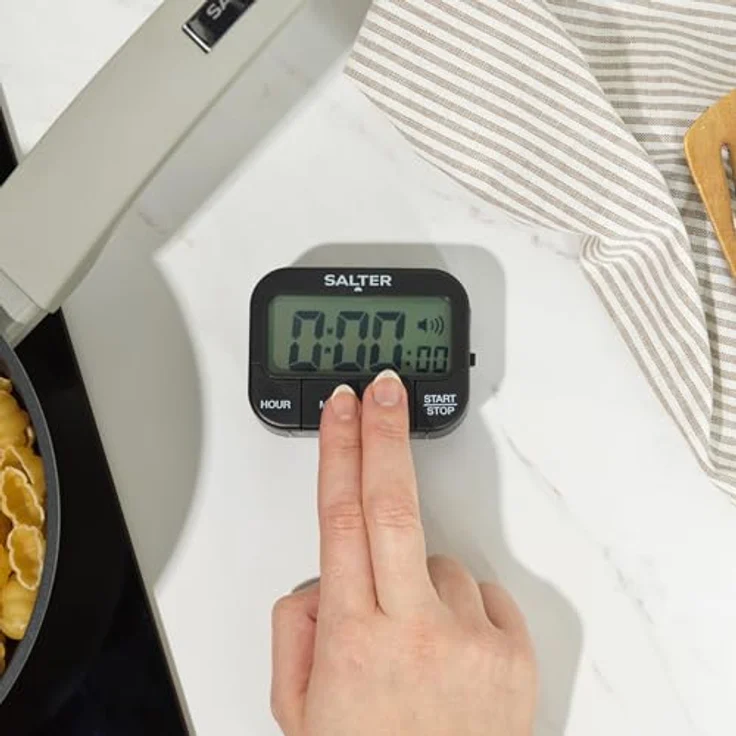 SALTER extralauter Küchentimer aus Kunststoff, Küchenuhr, Vorwärtszählen und Countdown Funktion, großes LCD Display, 3 einstellbare Töne-Lautstärken, Timer – Bild 6