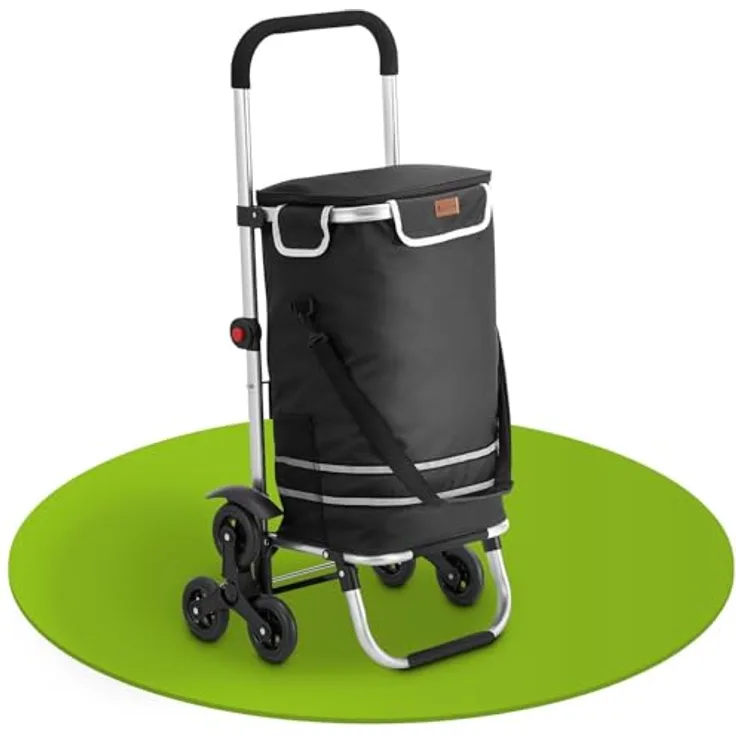 Juskys 3in1 Einkaufstrolley für Treppen - 56 L, modern & klappbar - Schwarz