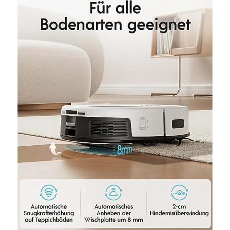 yeedi Cube Saugroboter mit Wischfunktion Absaugstation Selbstwaschend/Selbsttrocknend/Selbstentleerend, 5100 Pa Saugleistung, 5200 mAh Akku – Bild 4