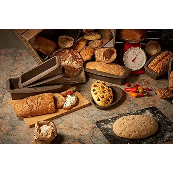 Lurch FlexiForm Kastenform, Brotbackform aus 100% BPA-freiem Platin-Silikon, 25 x 9 cm, Braun – Bild 6