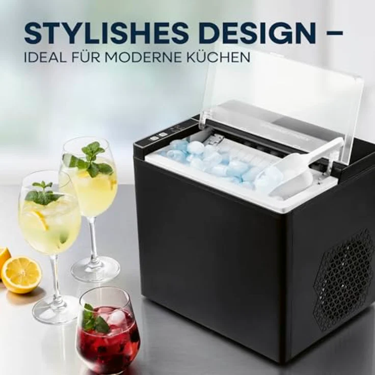 GOURMETmaxx Eiswürfelmaschine, 150W, inkl. Auffangbehälter & Eisschaufel, 2 Eiswürfelgrößen, 12 kg Eis/24h, kompaktes Design – Bild 9
