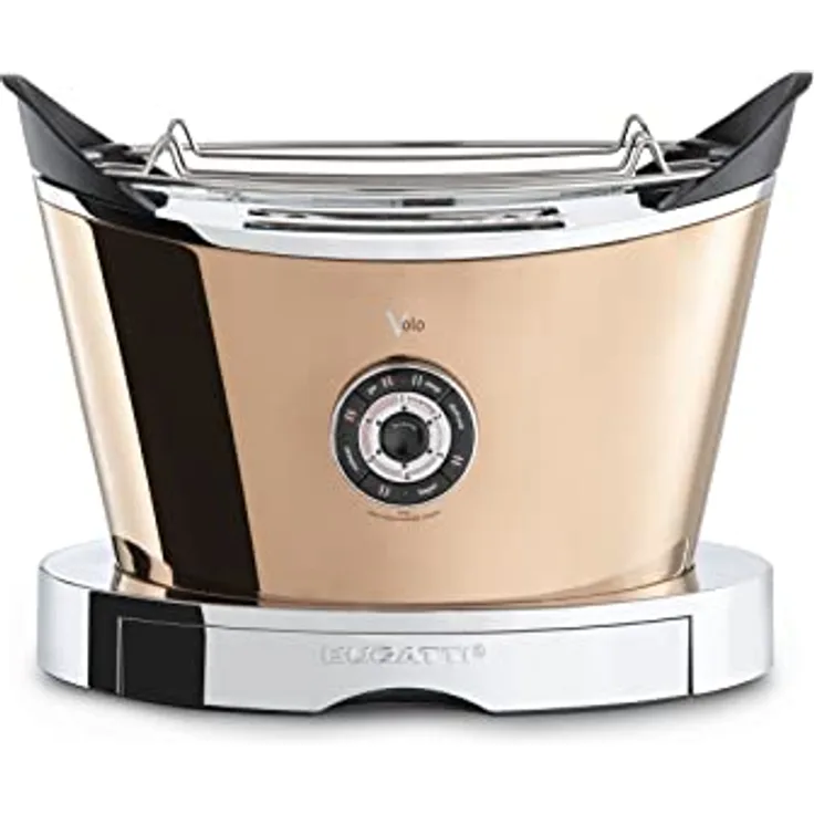 BUGATTI Volo elektrischer Toaster, 4 Funktionen, 6 Toaststufen, innovatives Design, Edelstahlgehäuse, 930 W Leistung (Roségold)
