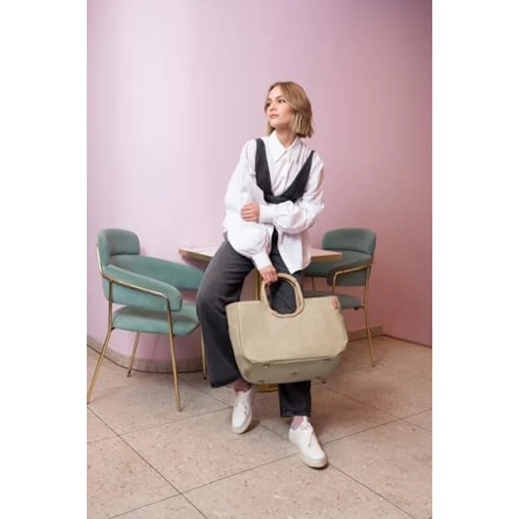 reisenthel Loopshopper L Frame, Einkaufstasche aus hochwertigem Cord in Beige mit 25 l Volumen, stabiler Aluminiumrahmen und wasserabweisendem Material – Bild 6