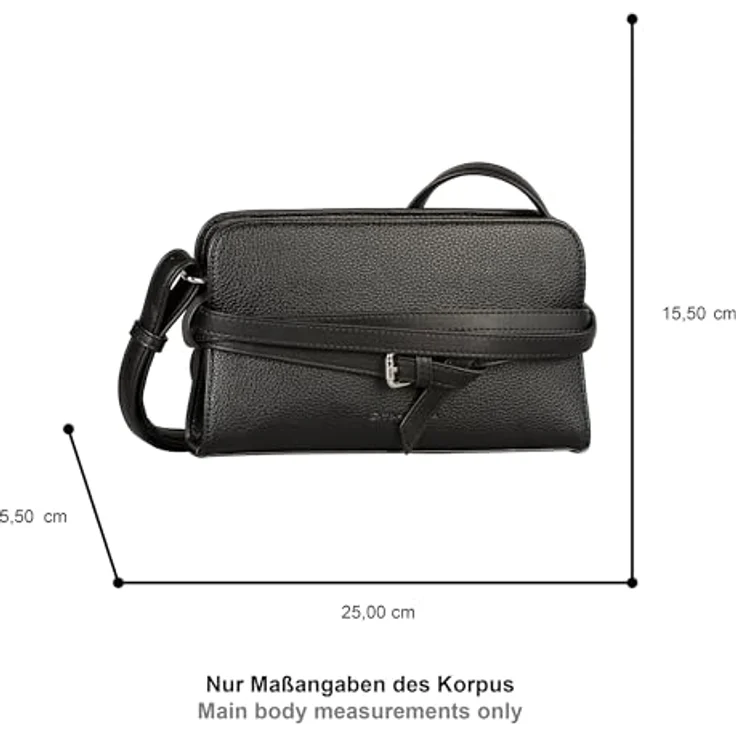 Tom Tailor Freya Umhängetasche 25 cm, Schwarz, aus widerstandsfähigem Polyurethan mit anpassbarem Umhängeriemen und praktischen Fächern – Bild 4