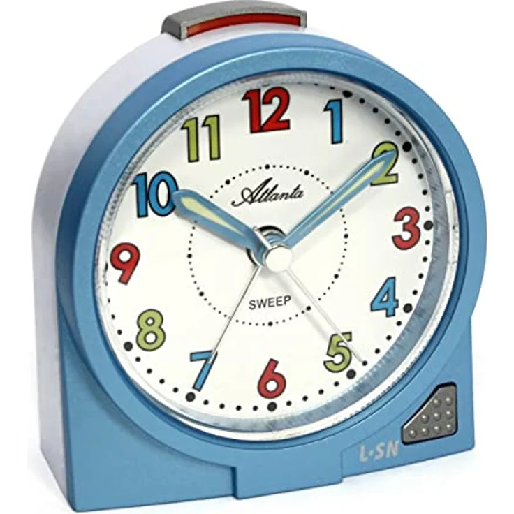 Atlanta Kinderwecker 2127/5, analoger Wecker mit Crescendoalarm, hellblau-weiß, ideal als Geschenk – Bild 1
