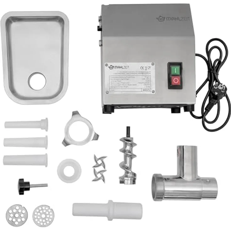 Zelsius Fleischwolf Profi Edelstahl elektrisch, 250W - 75kg/h, Wurstfüller - Edelstahl – Bild 5