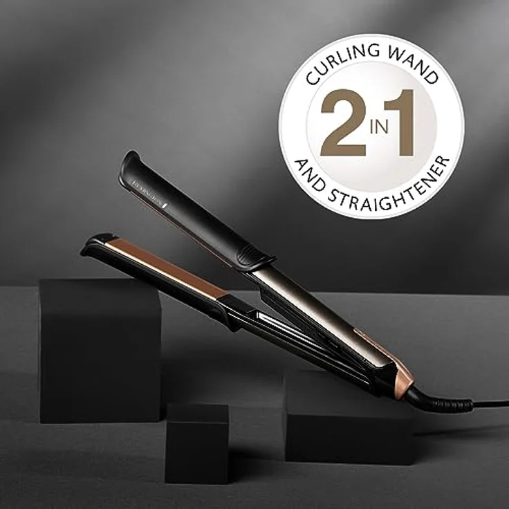 Remington Glätteisen S6077 ONE Straight & Curl Styler, 2in1 Styler mit keramikbeschichteten Stylingplatten, Glätt-/Lockenmodus in Schwarz – Bild 2