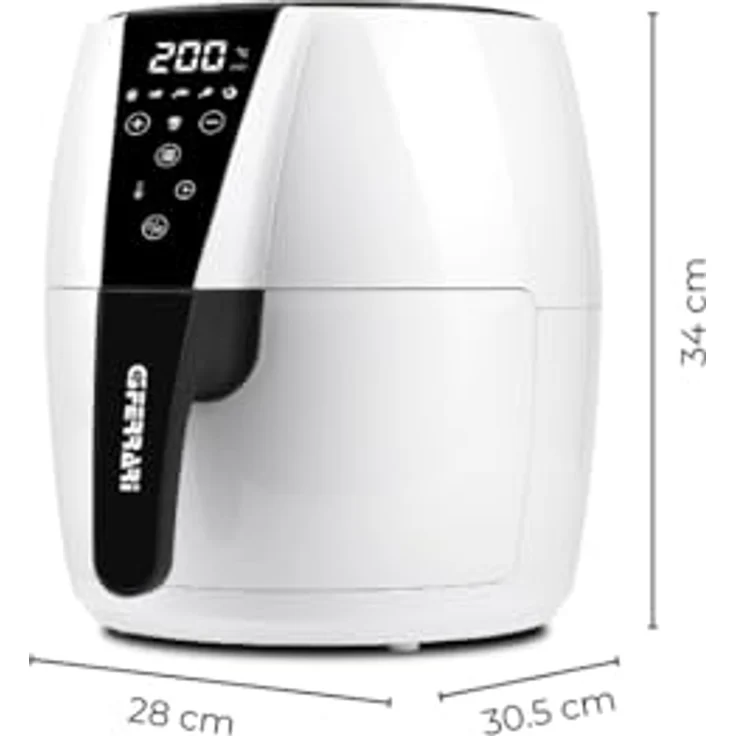 G3 Ferrari G10195 Heißluftfritteuse “Friggisano Easy”, 1500 W, 4,8 L, 6 Programme, Digitaldisplay, einstellbare Temperatur, Weiß/Schwarz – Bild 2