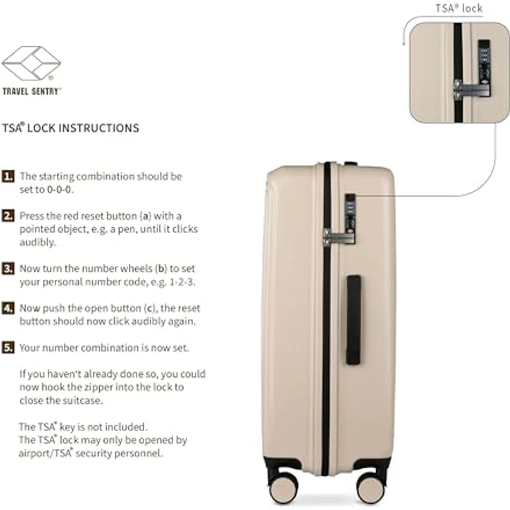 bugatti Linea 4 Rollen Trolley M, 66 cm, beige, aus 100% Polycarbonat, mit komfortablem Handling – Bild 4