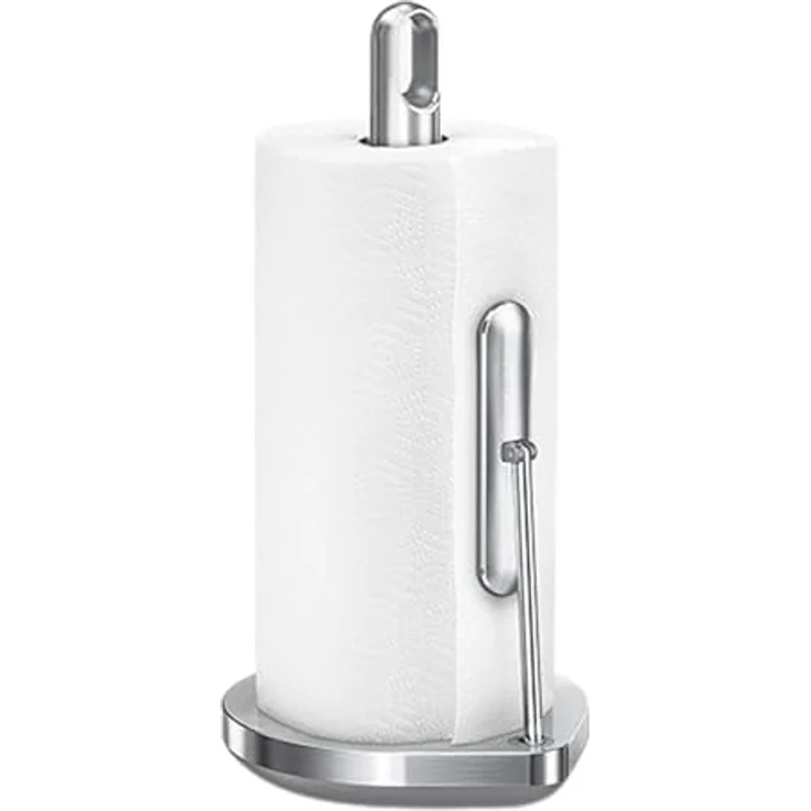 simplehuman Küchenrollenhalter Spannarm, gebürsteter Edelstahl, stabiler Fuß für einehandbedienung – Bild 1