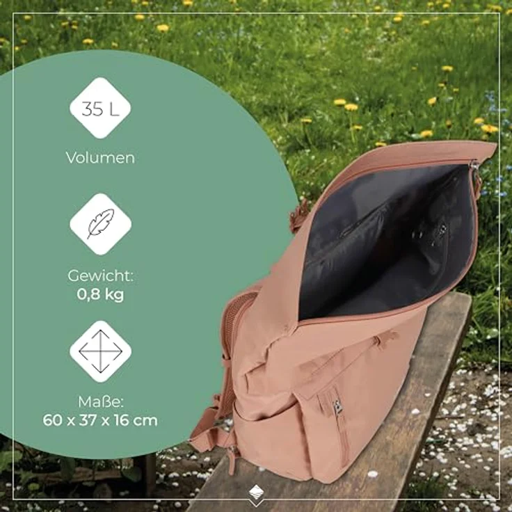 travelite BASICS Rollup Rucksack, Arbeitsrucksack mit gepolstertem Laptopfach bis 15,6 Zoll, atmungsaktive Rückwand, vielseitig einsetzbar in Trendfarben – Bild 3