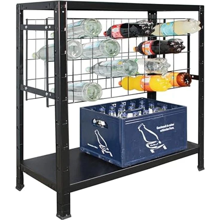 SCHULTE Regalwelt Weinregal für bis zu 32 Flaschen, 90x80x35 cm (HxBxT), schwarz, Getränkeregal, Weinflaschenregal, Flaschenregal – Bild 2