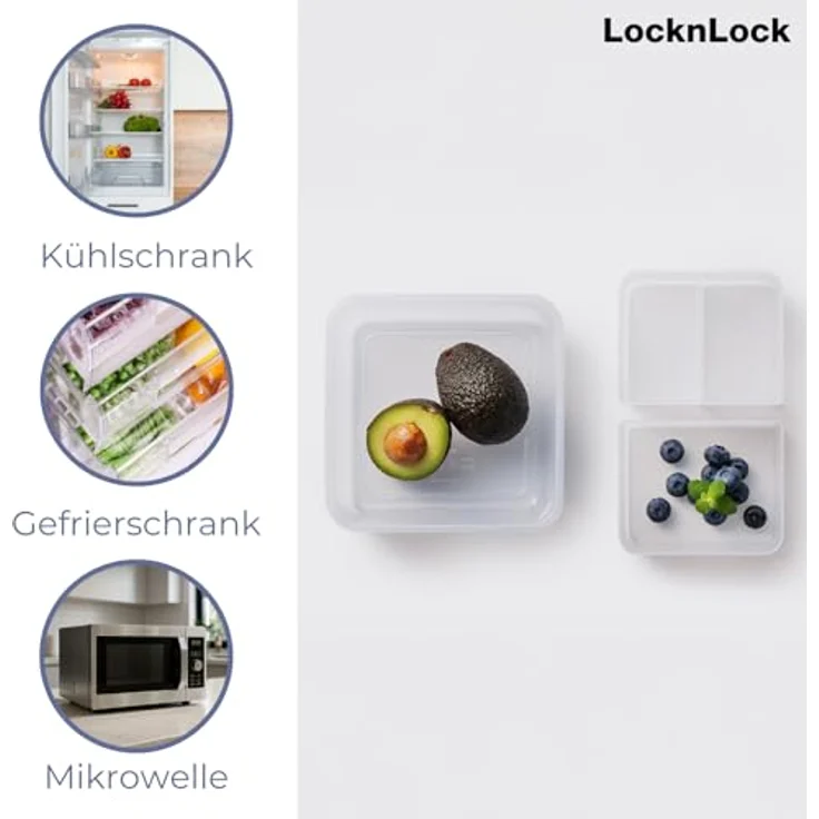 LocknLock TO GO Snackbox 1,35L, Auslaufsichere Lunchbox mit 4 Fächern für Obst und Gemüse, Spülmaschinen- & Mikrowellengeeignet, BPA-freier Snackbehälter – Bild 4