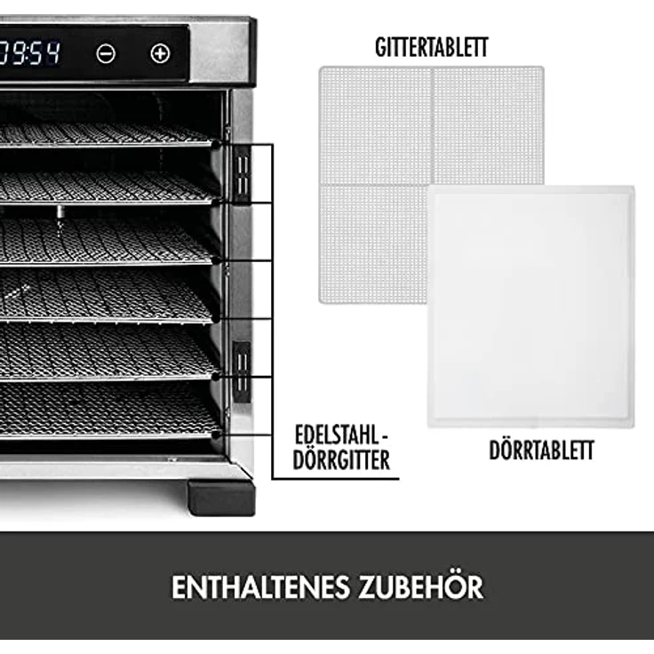 Gastroback DESIGN DÖRRAUTOMAT PRO, 600 Watt, 6 Dörrgitter, Edelstahl, schwarz, 24-Stunden-Timer – Bild 4