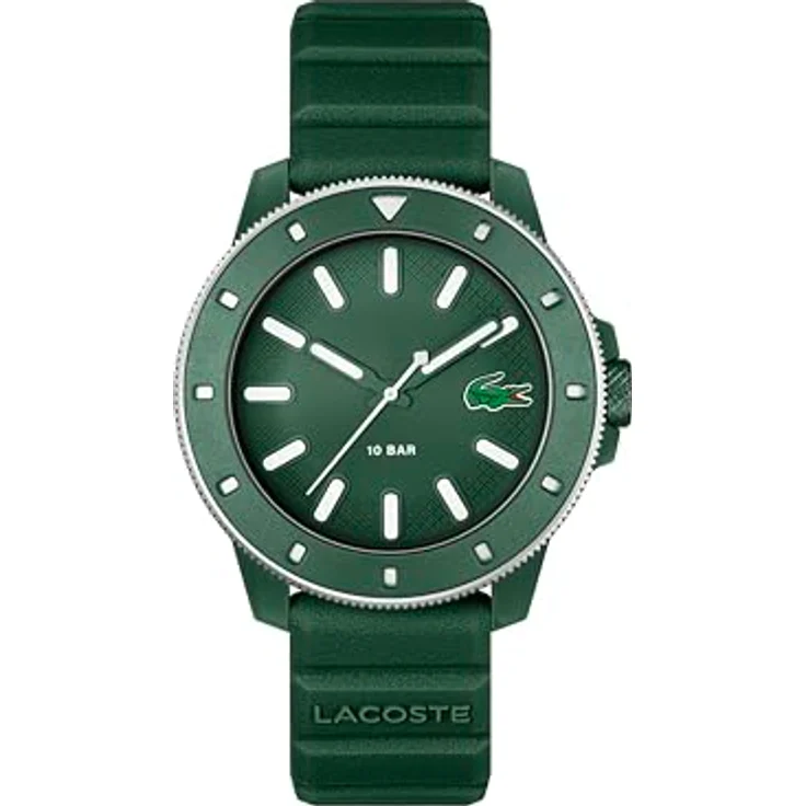 Lacoste Lacoste.12.12 Scuba, Herren Uhr mit DREI-Zeiger-Quarzwerk, grünes Silikonarmband, 10 ATM wasserdicht, grüne Ziffernblatt – Bild 1