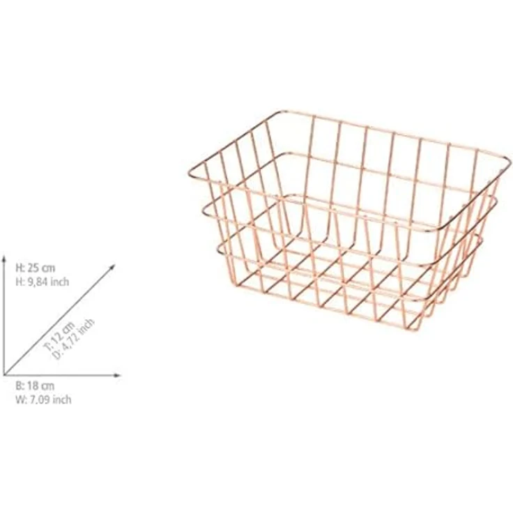 WENKO Badkorb Viana Kupfer, glamouröser Aufbewahrungskorb im angesagten Metall-Look in Kupfer, offenes Drahtdesign, hält Kosmetik, Bürste, Handtücher, etc. griffbereit, aus Metall, 18 x 25 x 12 cm – Bild 5
