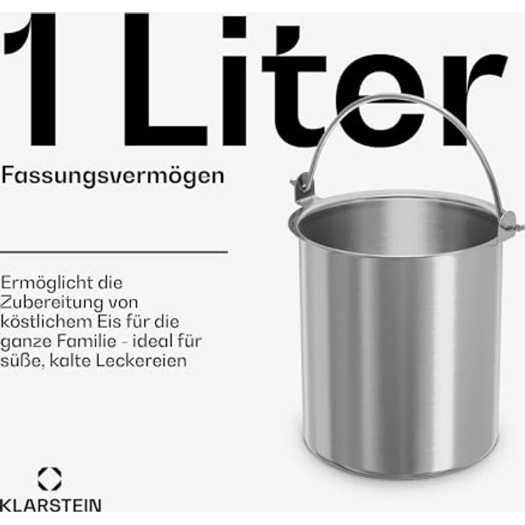 Klarstein FrostFusion Eisbehälter, 1L Edelstahl, spülmaschinenfest, robust, passend für FrostFusion Eismaschine – Bild 4