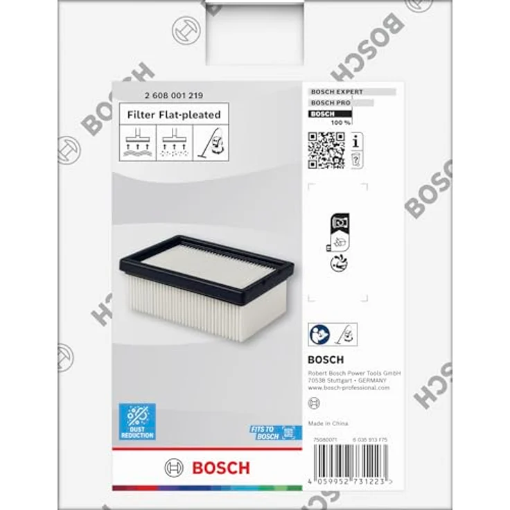 Bosch Flacher gefalteter E10-Filter für Staubsauger, effektive Feinstaubfiltration – Bild 2